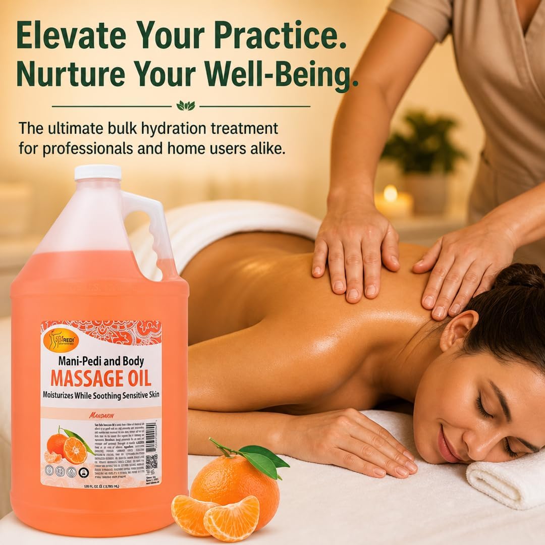SPA REDI Mandarin Massage Oil – Professional & Family Skin Nourishment Treatment | Legacy of Trust & Universal Gentleness | Premium Nourishment for Loyalty & Peace of Mind | 128 Oz Gallon
