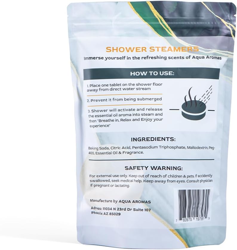 Aqua Aromas Shower Chamomile Steamers - Aromatherapy Shower Bombs, 15 Count - with Chamomile Essential Oils for Relaxation & Invigoration - Spa-Like Experience for Stress Relief & Wellness