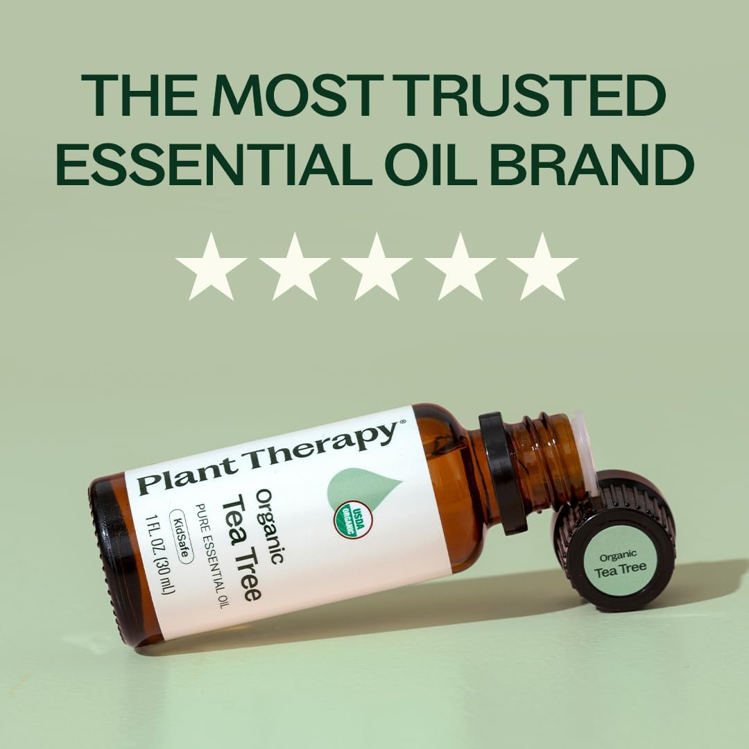 Plant Therapy Organic Tea Tree Oil (Melaleuca) 100% Pure, USDA Certified Organic, Undiluted, Natural Aromatherapy, Therapeutic Grade 30 mL (1 oz)
