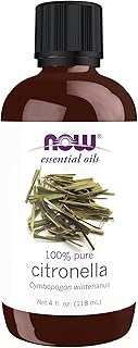 NOW Essential Oils, Citronella Oil, Freshening Aromatherapy Scent, Steam Distilled, 100% Pure, Vegan, Child Resistant Cap, 4-Ounce