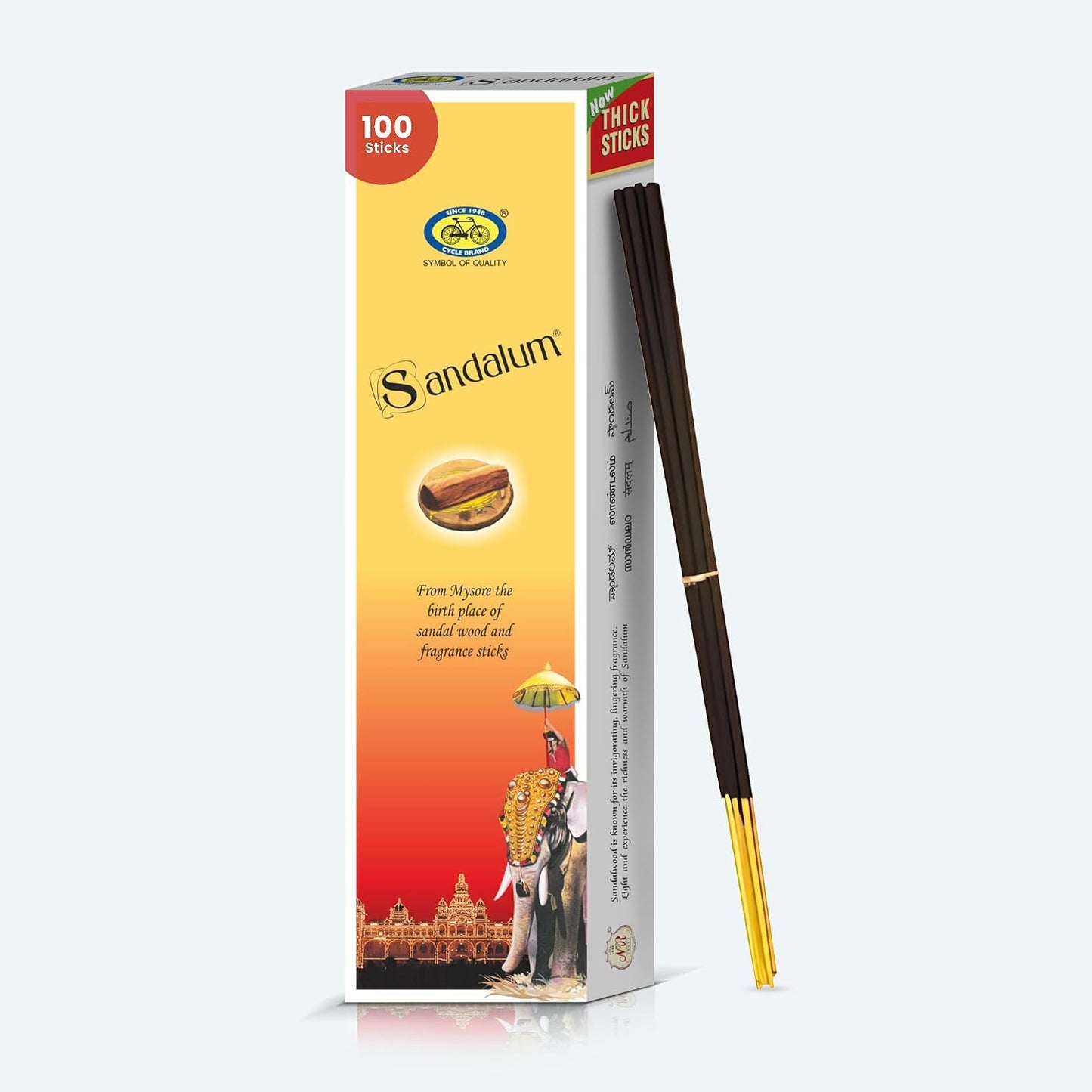Cycle Sandalum Incense Sticks – Floral & Sandalwood Incense Sticks for Meditation, Prayer & Home Ambience-100 Agarbatti/Pack | 9 inch Sticks - 40 Minutes Burning time