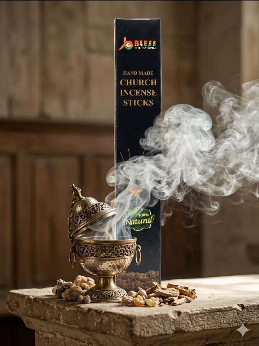 Church-Frankincense 100%-Natural-Handmade-Hand-Dipped-Incense-Sticks Organic-Chemicals-Charcoal-Free Purification-Relaxation-Positivity-Yoga-Meditation Best-Woods-Scent (15 Sticks (1.7 OZ))