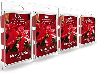 UCC Christmas Wax Melts, Premium Plant Based Natural Soy Scented Melts Cubes, Wax Melts Tarts- 4 Pack