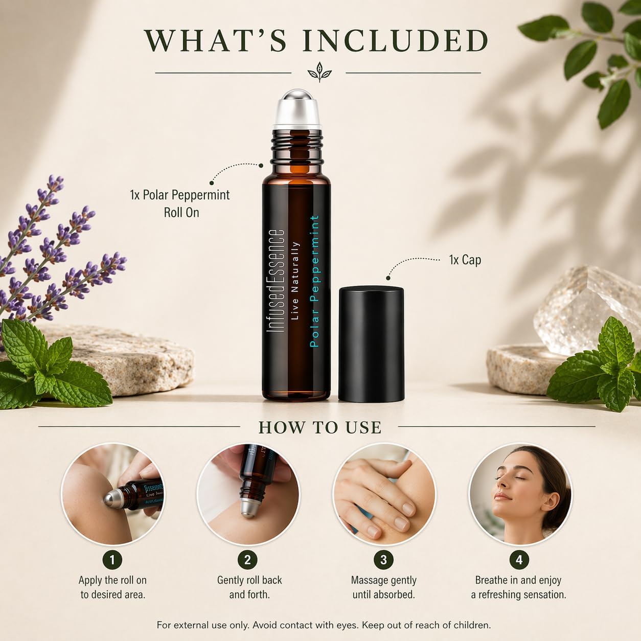 Polar Peppermint Essential Oil Roll-On 10 ml – 100% Pure & Natural Peppermint Aromatherapy Roller – Cooling Sensation for Focus, Relaxation & Daily Wellness