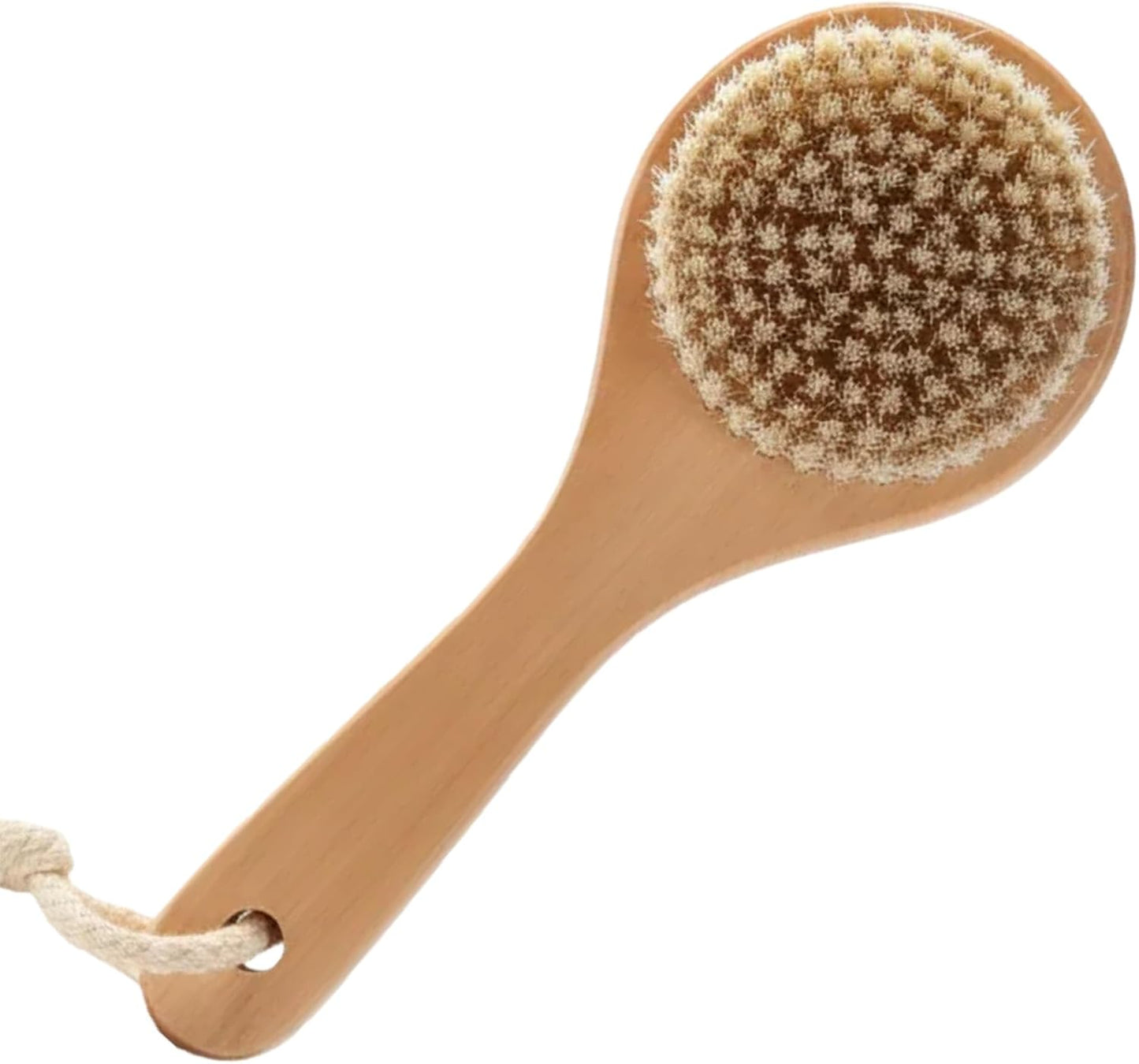 Natural Boar Bristle Body Brush – Lotus Wood Bath Brush for Dry Brushing & Exfoliation – Short Handle Shower Brush to Improve Circulation & Lymphatic Drainage