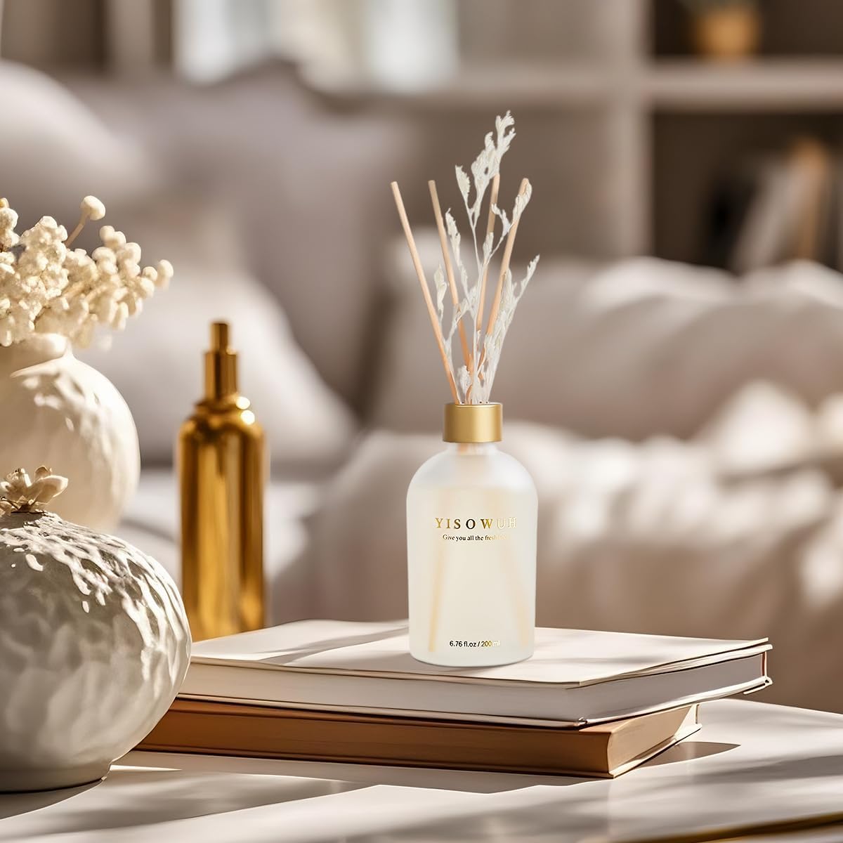Reed Diffuser - Orange - 200ml Rattan Reed Diffuser Set with Essential Oils and 8 Reeds, Long-Lasting Fragrance for Home, Bathroom, Bedroom, Room, Decor
