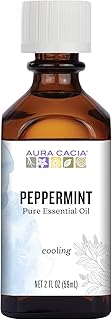 Aura Cacia Peppermint Essential Oil, 2-Ounce, Cools Skin, Fresh Minty Aroma, No Synthetic Fragrances, Color or Preservatives