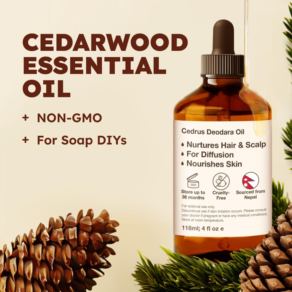 Ylang Ylang Essential Oil for Diffuser & Cedarwood Essential Oil for Hair Set - Aromatherapy Grade Essential Oils Set - 2x4 fl oz - Kukka