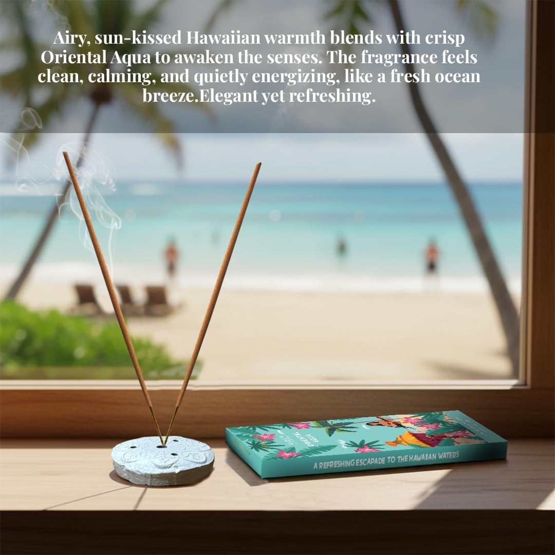 Folkulture Incense Sticks with Holder (100 Sticks)| Tropical Summer Vibes Incense for Aromatherapy, Meditation, Yoga | No Charcoal, Non Toxic, Long Burning Hawaii Inspired Beach Scent Insence-Sticks