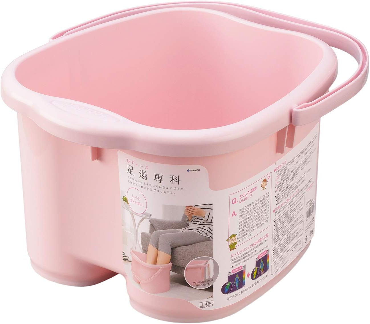 Inomata Chemical Foot Bath, Footbath Senka Ladies, Pastel Pink, Made in Japan, 2502, Foot Size Up to 10.2 inches (26 cm)