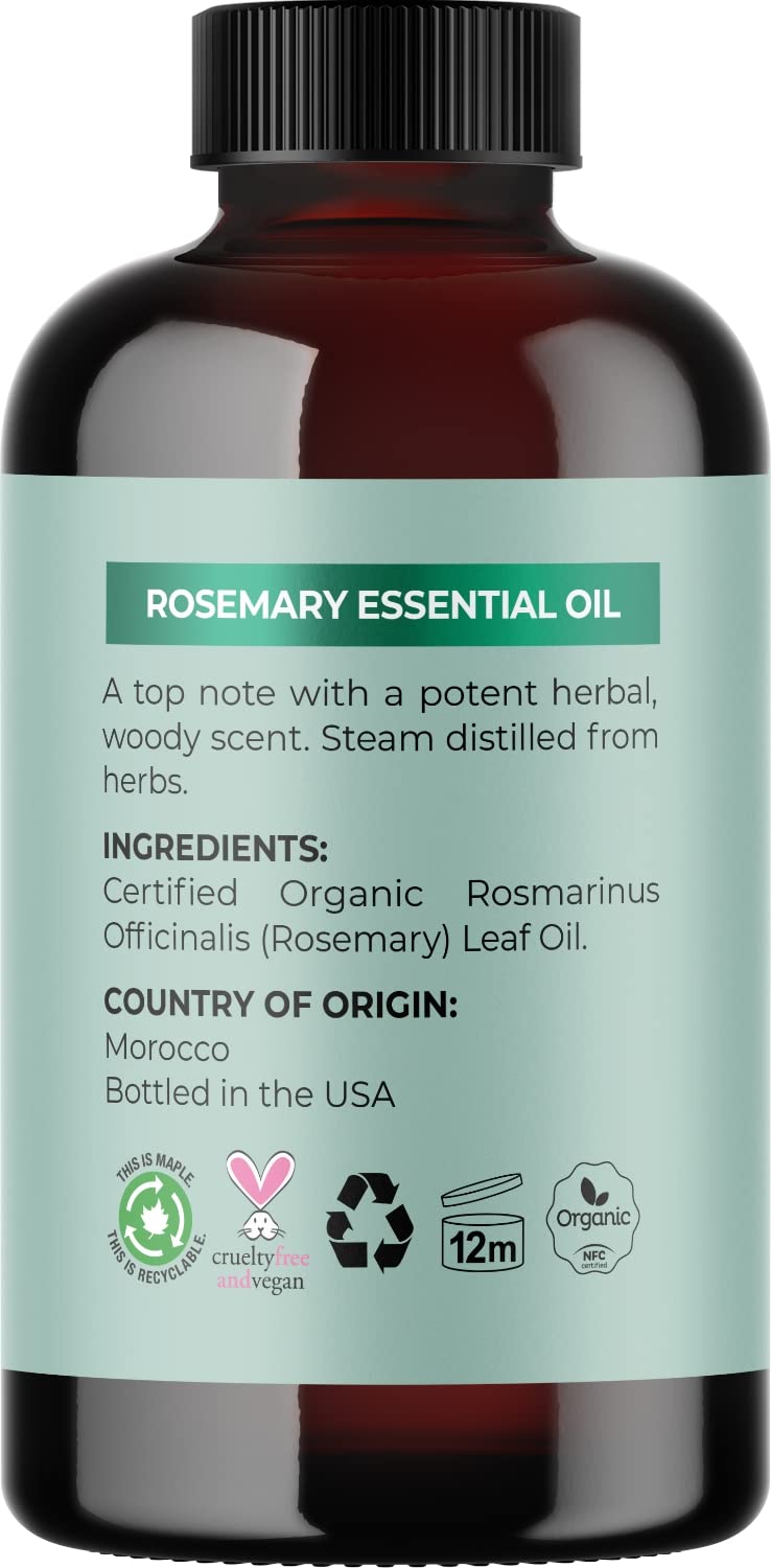 Certified Organic Rosemary and Pumpkin Oils - Pure USDA Organic Rosemary Essential Oil for Hair Skin and Nails plus Aromatherapy with Certified Organic Pure Pumpkin Seed Oil for Hair Skin and Nails
