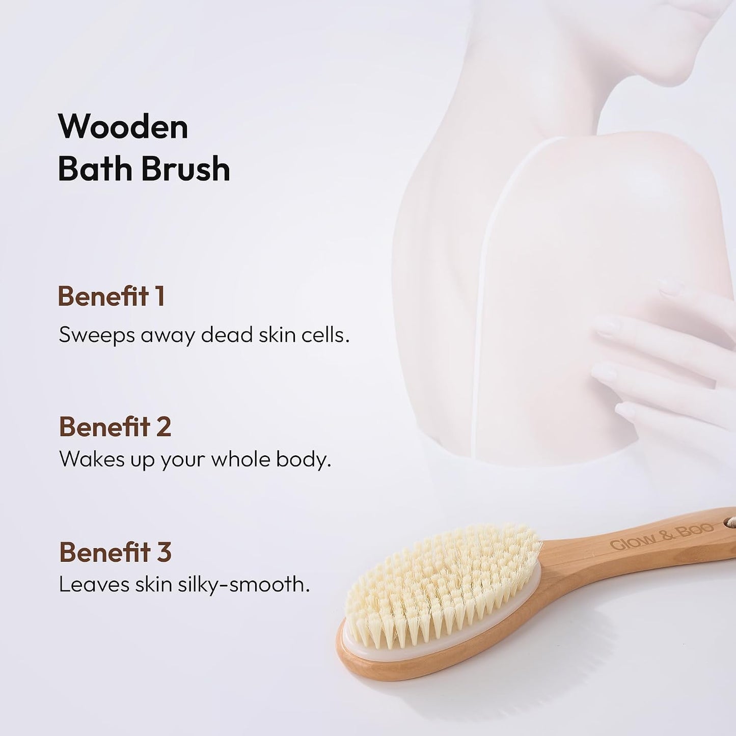 Dry Body Brush for Shower & Bath – Bamboo Exfoliating Brush for Dry or Wet Use – Full Body Skin Care for Legs, Back, Arms, Cellulite & Lymphatic Drainage