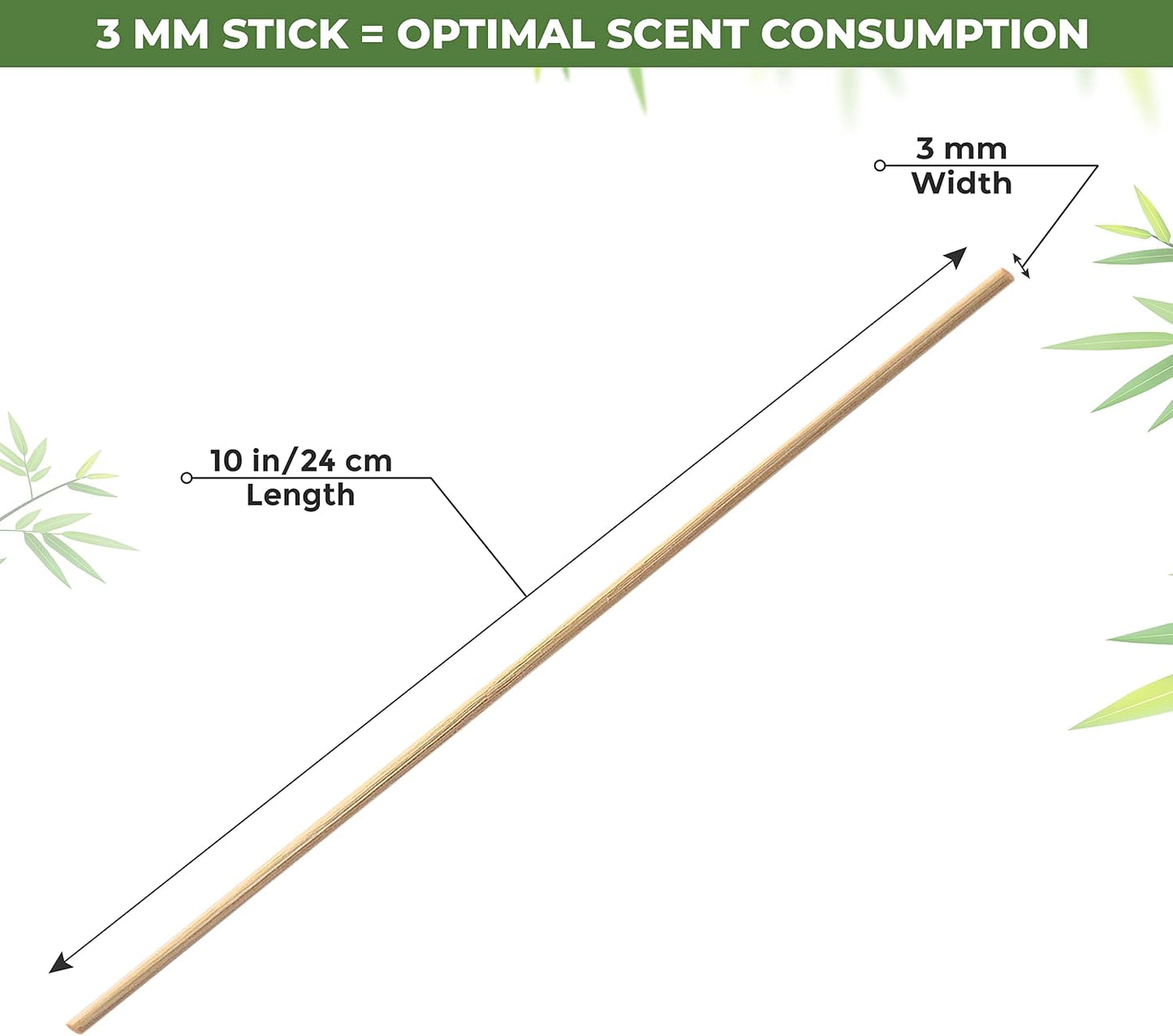 Reed Diffuser Sticks – 100 pcs of Natural Rattan Essential Oil Aroma Refill Wood Sticks for Spa, Fragrance, Aromatherapy (24 cm x 3 mm)