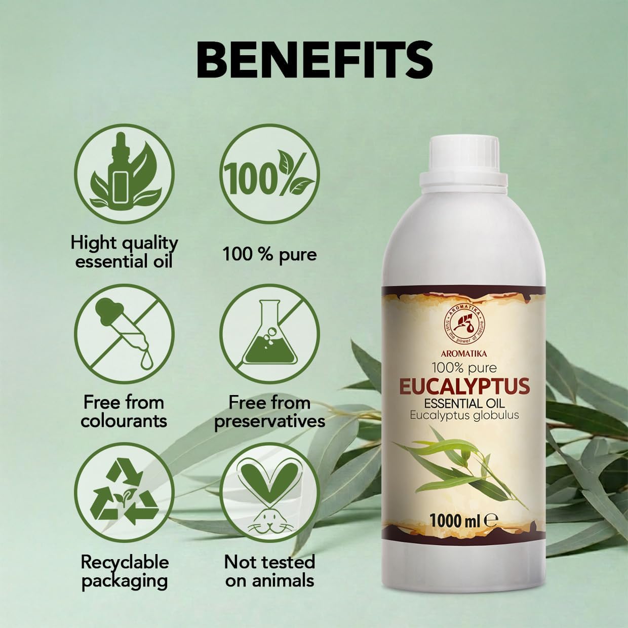 Eucalyptus Essential Oil 34 Fl Oz - Eucalyptus Globulus - 100% Pure Eucalyptus EO for Freshen Rooms - Home Fragrances - Aromatherapy - Diffuser - Aroma Lamps - Making Candles - Scented Oils