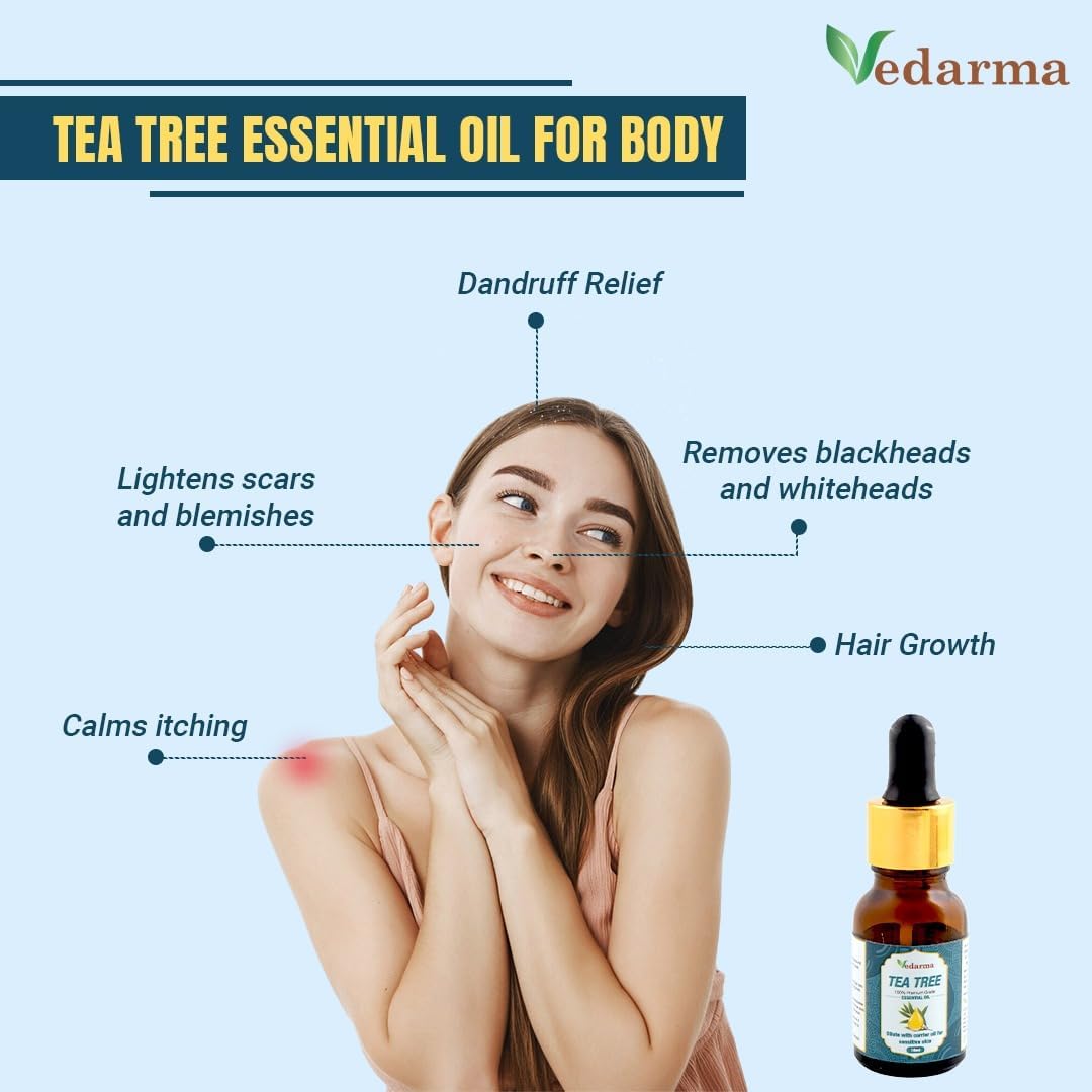 Tea Tree Essential Oil, 100% Pure and Natural, for Skin and Hair Care 10ml