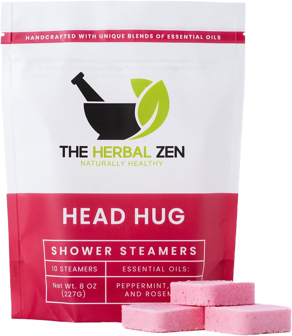 Head Hug Shower Steamers Aromatherapy for Relief - USA Made Mothers Day Gift for Mom - Peppermint & Rosemary Shower Bomb Tablets – Soothing Natural Essential Oils (10 Pack)