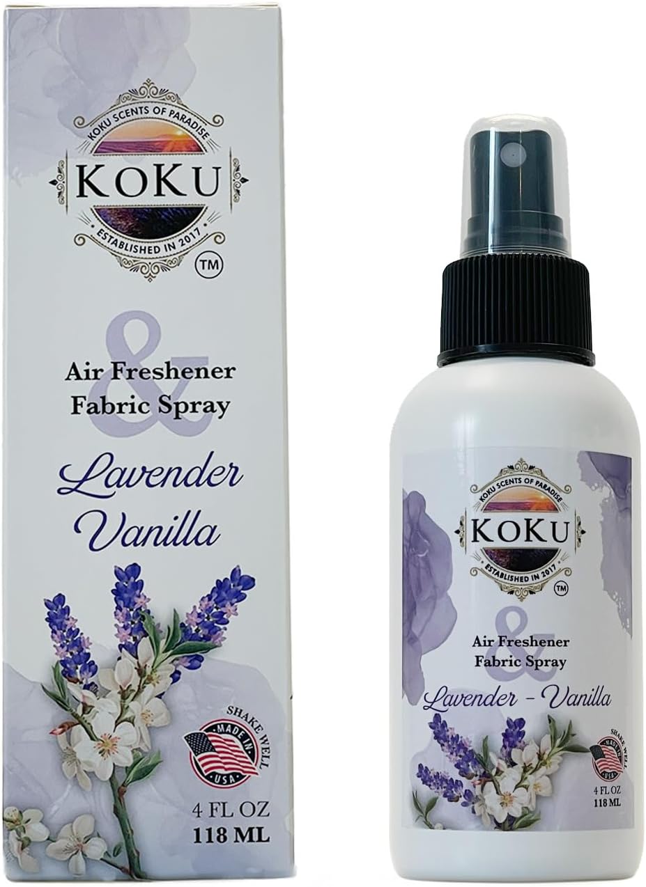 Lavender Vanilla Air Freshener - Room Spray - Odor Eliminator - Deodorizer - Car Air Freshener - Home Spray - Linen Spray - Fabric Refresher - None Toxic - Alcohol Free - Made in USA (4 Oz)
