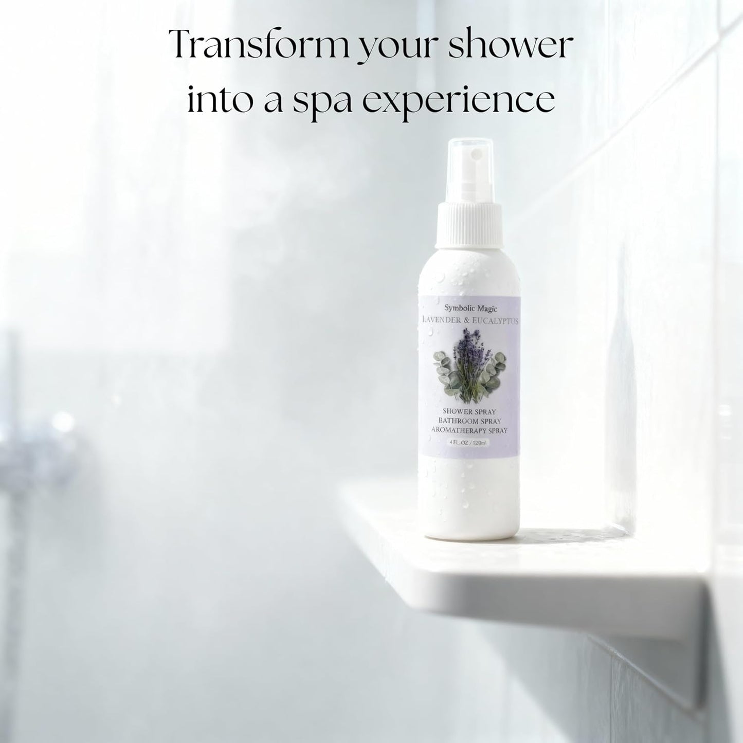 Symbolic Magic Lavender Eucalyptus Bathroom Spray – Essential Oil Shower Aromatherapy Spray for Spa‑Like Shower Steam – Eucalyptus Shower Spray, Relaxing Pillow Mist & Room Spray