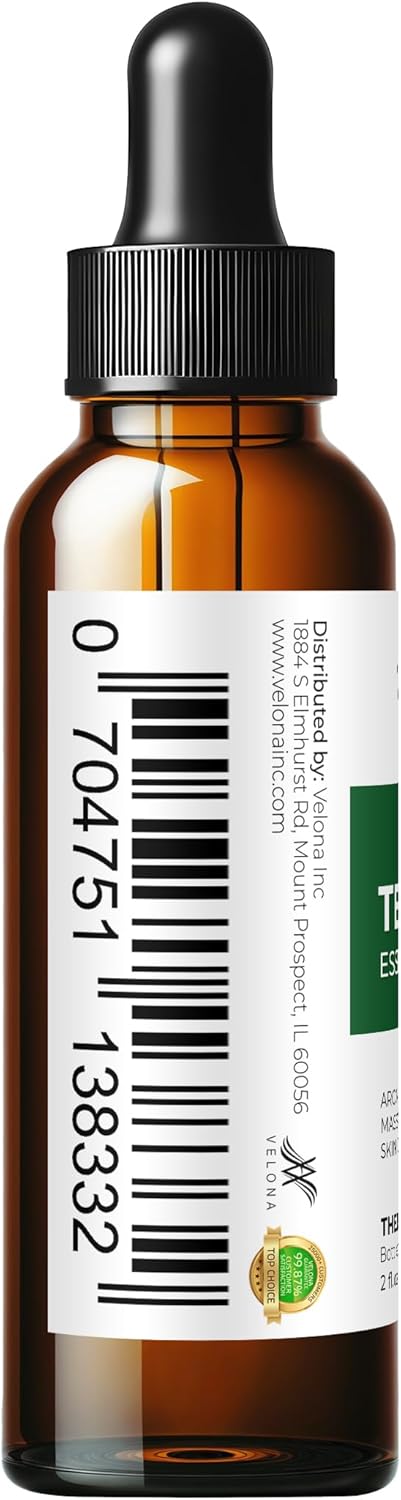 Tea Tree Essential Oil by Velona - 2 Fl Oz | Therapeutic Grade for Aromatherapy Diffuser Undiluted