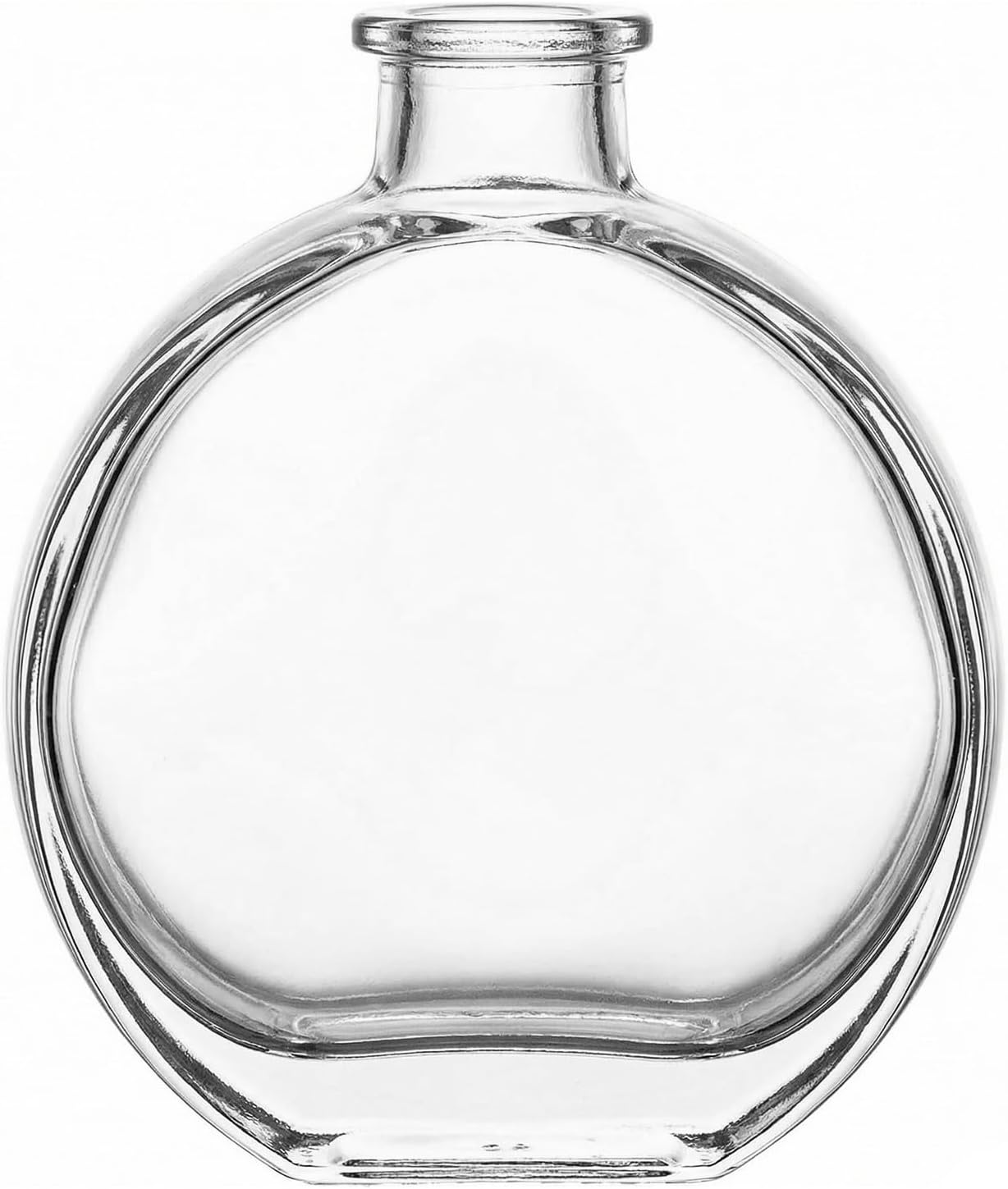 1 Pack 150ml/5oz Flat Round Clear Glass Reed Diffuser Bottles, Refillable Aromatherapy Essential Oil Bottles for Bathroom, Home & Office Decor