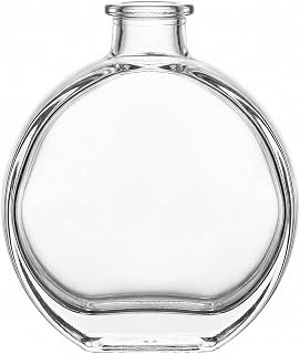 1 Pack 150ml/5oz Flat Round Clear Glass Reed Diffuser Bottles, Refillable Aromatherapy Essential Oil Bottles for Bathroom, Home & Office Decor