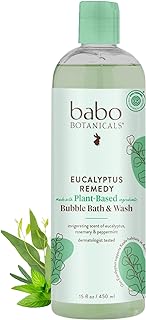 BABO Botanicals Eucalyptus Remedy 2-in-1 Bubble Bath & Wash - Invigorating Eucalyptus, Rosemary & Peppermint - for All Ages - EWG Verified - Vegan