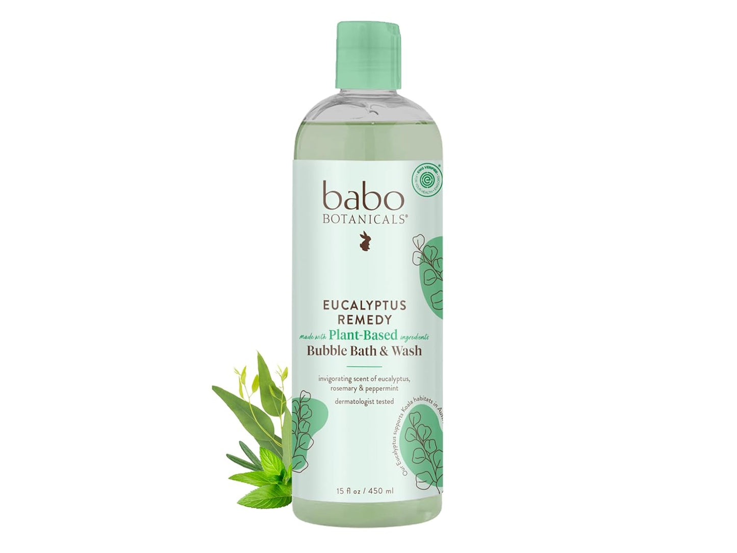 BABO Botanicals Eucalyptus Remedy 2-in-1 Bubble Bath & Wash - Invigorating Eucalyptus, Rosemary & Peppermint - for All Ages - EWG Verified - Vegan