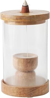 Hosley Wood & Glass Backflow Incense Burner Kit with 2 Asst Incense Cone, Elegant Aromatherapy Set, Meditation & Relaxation, Ideal for Gift, Home Décor, Office Décor & Spa