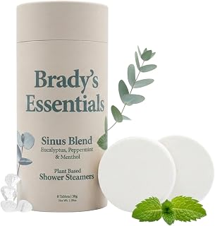 Sinus Blend Shower Steamers Aromatherapy 8 Pack - Eucalyptus, Peppermint & Menthol - Natural Essential Oils for Stress Relief - Self Care Gifts for Women & Men - Organic & Vegan