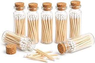 2" White Safety Matches in Glass Jar | Wedding Favor Bottles | 20 Matchsticks per Bottle, Cork Top & Striker, Decorative