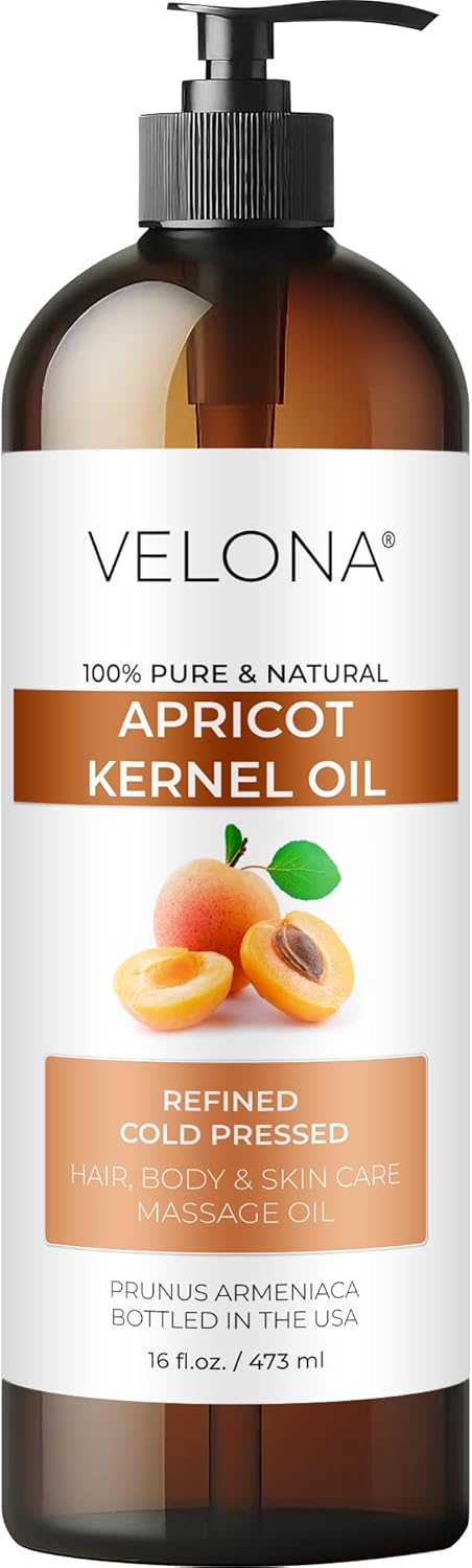 velona Apricot Kernel Oil 16 fl oz | 100% Pure and Natural Carrier Oil | Refined, Cold Pressed | Hair, Body and Skin Care | Use Today - Enjoy Results