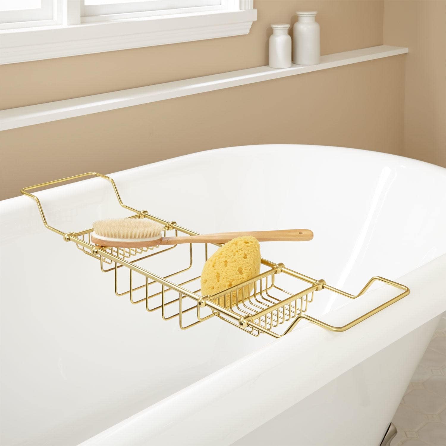 Signature Hardware 123696 Nottingham Brass Tub Caddy