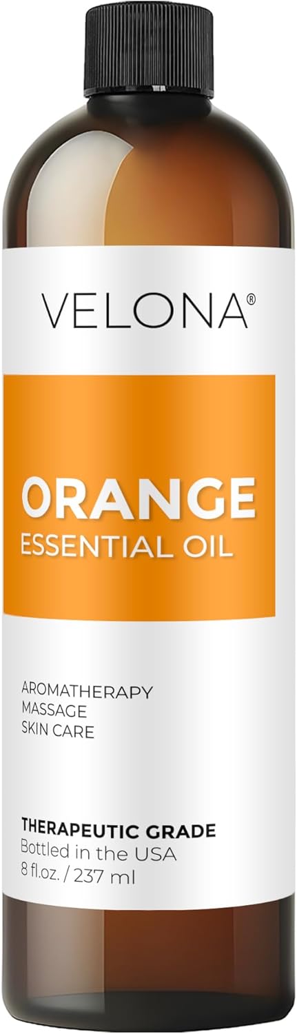 Orange Essential Oil by Velona - 8 Fl Oz | Therapeutic Grade | for Aromatherapy Diffuser, Massage, Skincare, Haircare, Soapmaking | Undiluted