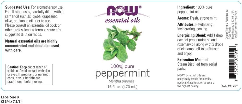 NOW Foods Peppermint Oil, 16 Fluid Ounce