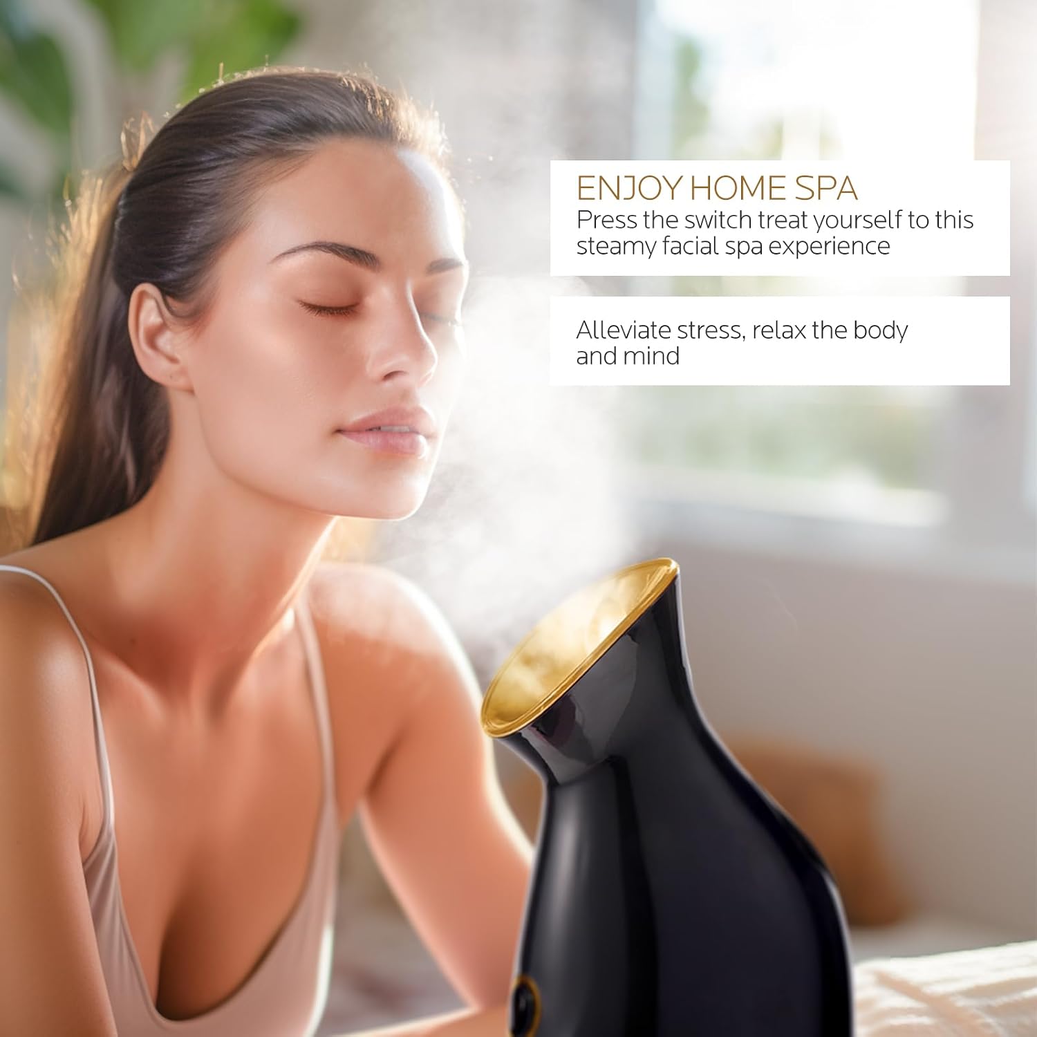 Colorfarm Facial Steamer Nano Ionic: Face Steamer Home Spa Kit Deep Cleaning Unclogs Pores Sinuses Inhaler with 8 Skin Care Tools - Relaxing Self Care Skincare Beauty Gifts for Women (Black Gold)