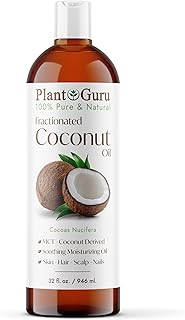Plant Guru Fractionated Coconut Oil 32 fl. oz 100% Pure MCT Natural Carrier - Skin, Face, Body, Massage and Hair Growth Moisturizer, Great for Diluting Aromatherapy Essential Oils