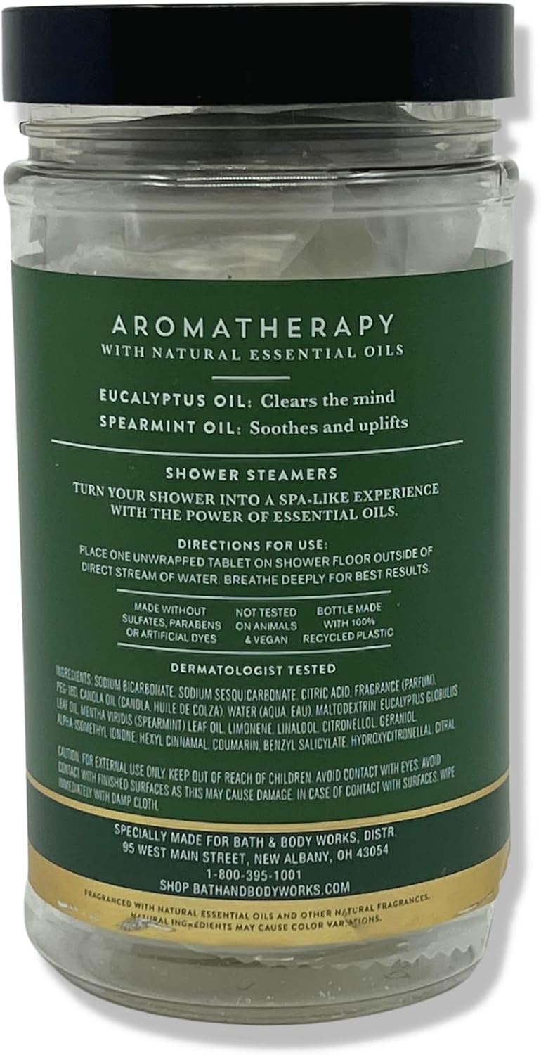 Bath & Body Works - Aromatherapy - Shower Steamers, 6 Tablets Each - 2 Pack Bundle - Lavender Vanilla and Eucalyptus Spearmint