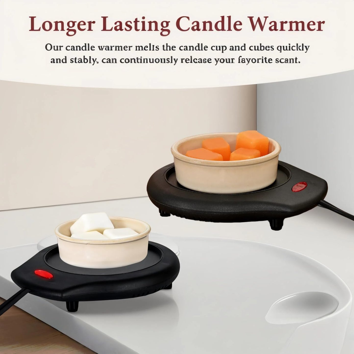 ASAWASA 2Pcs Candle Warmer Plate and Mug Warmer for Large Jar, Safely Releases Scents Without a Flame, Keeps Coffee Tea Milk and Soups Warm in Your Home Office Desktop (Black)