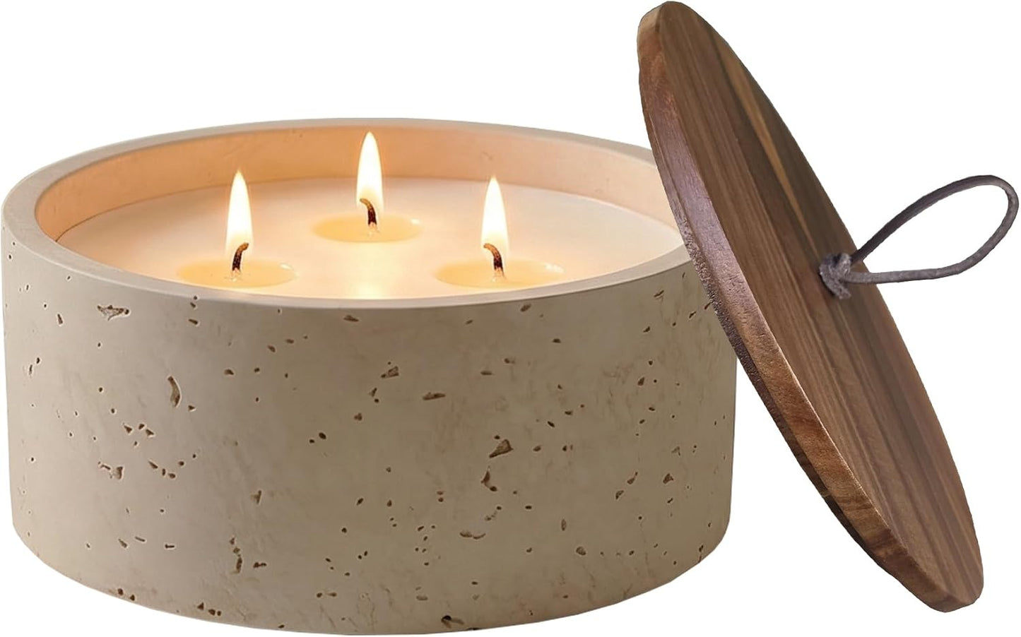 GalDal Scented Candle - Amber & Musk & Vanilla, 21 oz. 3 Wick Scented Candle Made with Coconut Oil and Soy Blend Wax | Acacia Wood Lid