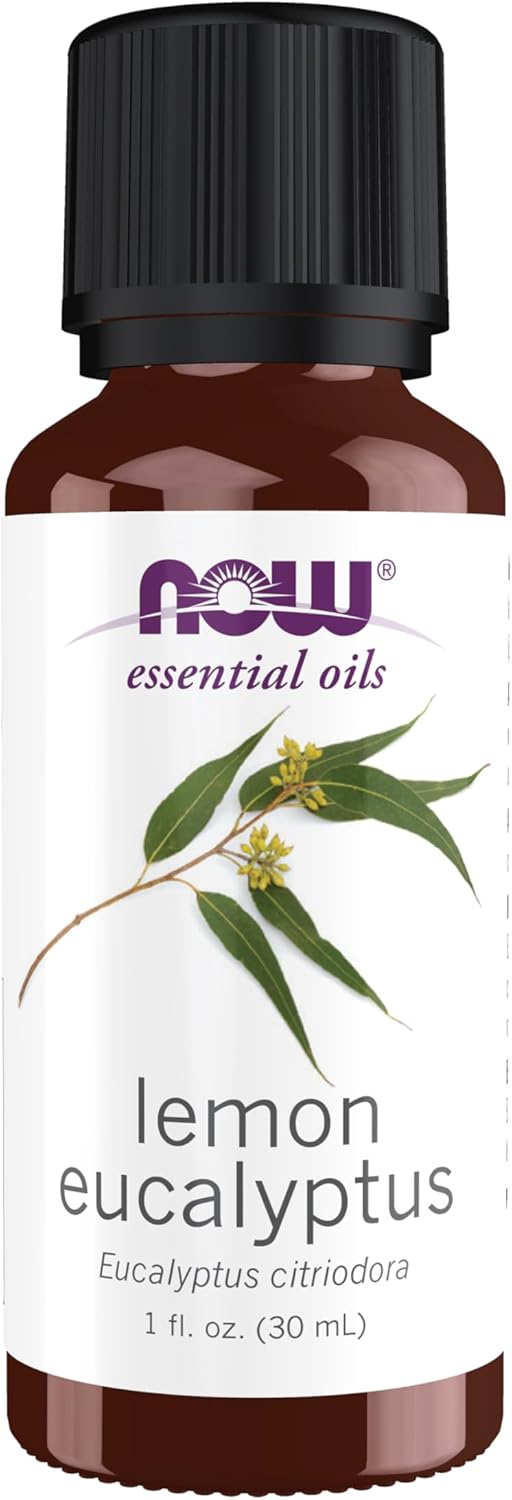 NOW Essential Oils, Lemon Eucalyptus Oil, Refershing Aromatherapy Scent, Steam Distilled, 100% Pure , Vegan, Child Resistant Cap, 1-Ounce