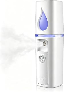 Portable Nano Facial Mister Mini Facial Steamer Atomization Eyelash Extensions with Mirror & 20ml Visual Water Tank (White)