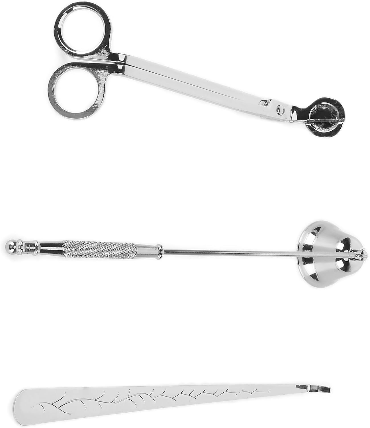 Haofy Candle Accessory Set, Stainless Steel Wick Trimmer Cutter Snuffer Dipper, RustResistant and LongLasting, Elegant Design, Minimize Smoke and Mess, Good Candle Lovers, (Silver)