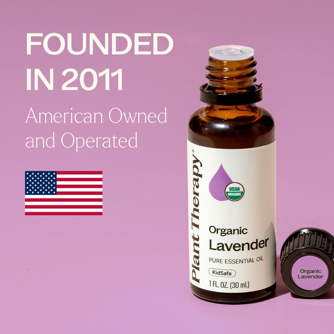 Plant Therapy Organic Lavender Essential Oil 100% Pure, USDA Certified Organic, Undiluted, Natural Aromatherapy for Diffusion & Topical Use, For Skin, Hair, Relaxation, Premium Therapeutic Grade 30 mL