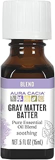 Aura Cacia Gray Matter Batter Essential Oil, 100% Pure Essential Oil Blend - Aromatherapy for Temple Massage, Diffusers, Personal Care | 0.5 Fl Oz (Pack of 1)