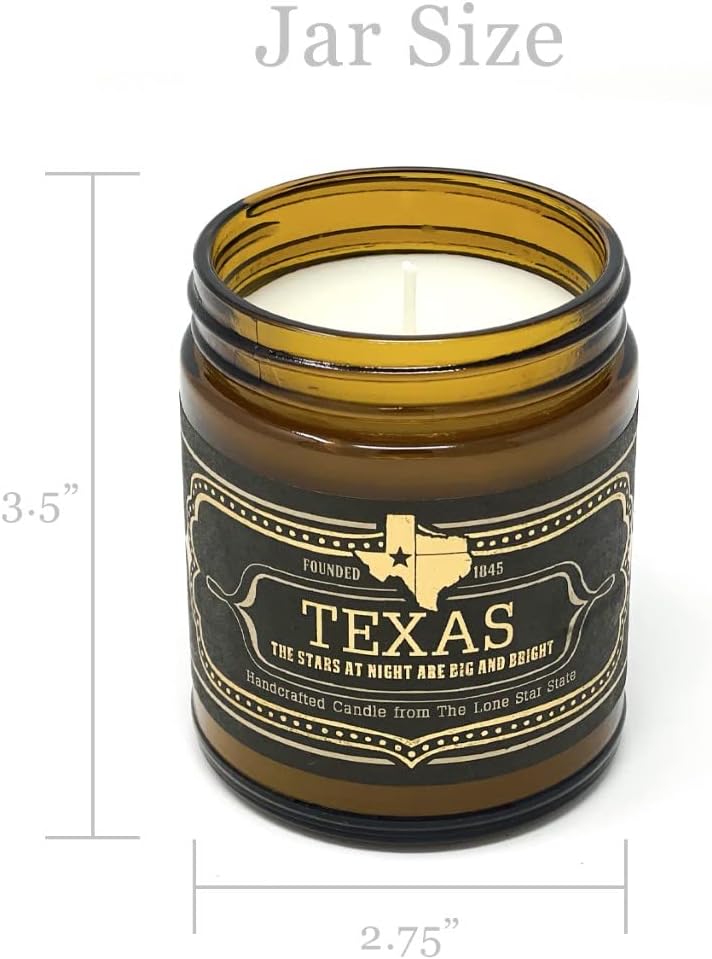 Jackson Vaughn Scented Texas Candle, Rodeo - Scents of Leather, Patchouli, Dry Straw, Spice - 9oz Jar - 40 Hour Burn Time