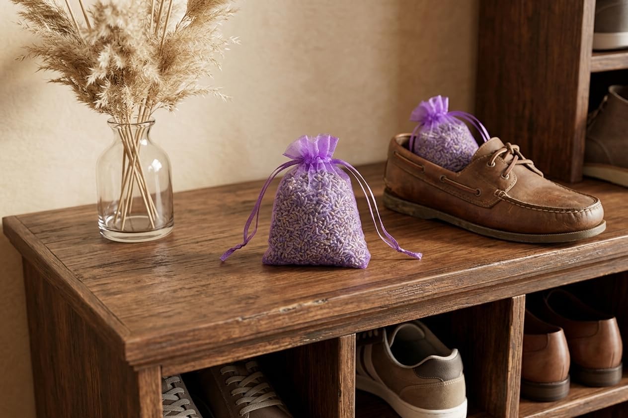 WEALD TRIBE 100% Pure Natural Sun Dried Lavender Sachets for Drawers Closets Wardrobes, 24 Packs Home Fragrance Fresh Air Bags