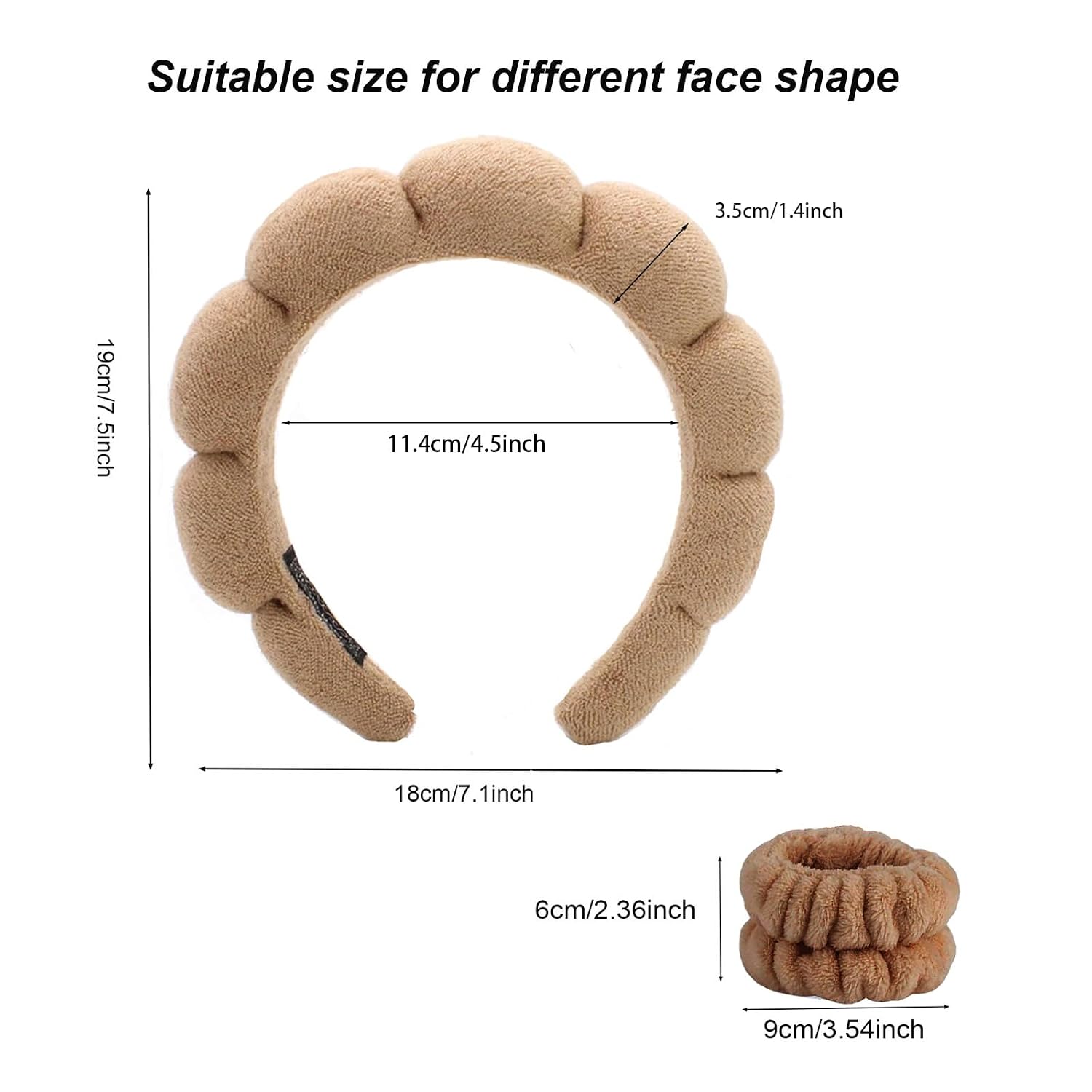 Spa Headbands for Washing Face Soft Puffy Bubble Headbands Wristband for Women Girls Makeup Skin Care Facial Beauty Shower Towel Hairband