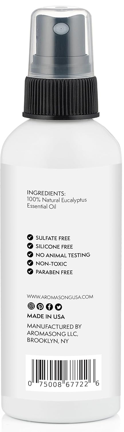 Aromasong Eucalyptus Shower Spray Aromatherapy – 100% Natural Eucalyptus Spray for Shower – Made in USA, Pure Essential Oil Mist for Sinus Relief & Spa-Like Steam, 4 fl oz