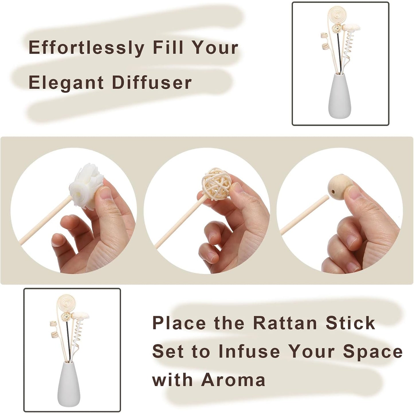 uxcell 103Pcs Reed Diffuser Sticks Set, Fiber Fragrance Flower Reed Diffuser Replacement Refill Sticks Flower Decor for Home, Hotel, Office (Purple)