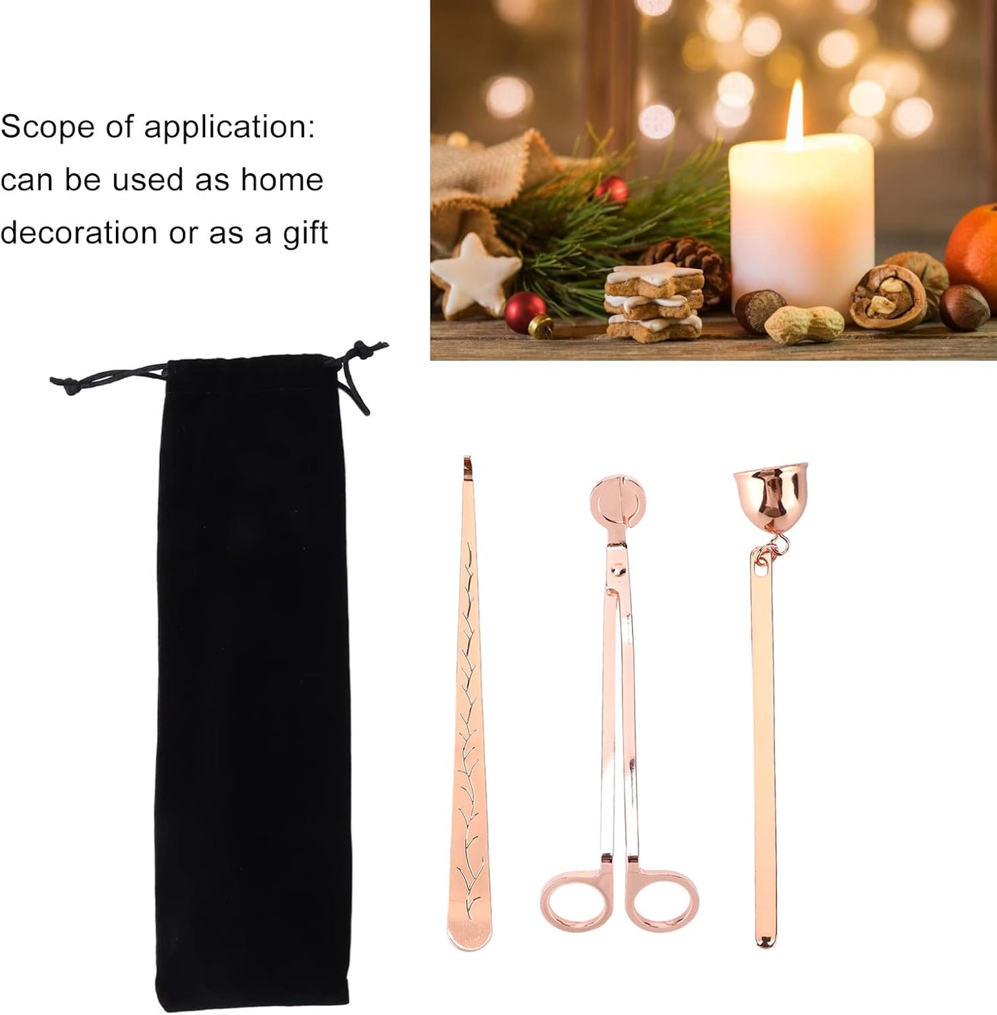 3PCS Candle Wick Trimmer, Stainless Steel Candle Snuffer and Wick Dipper Candle Accessory Set
